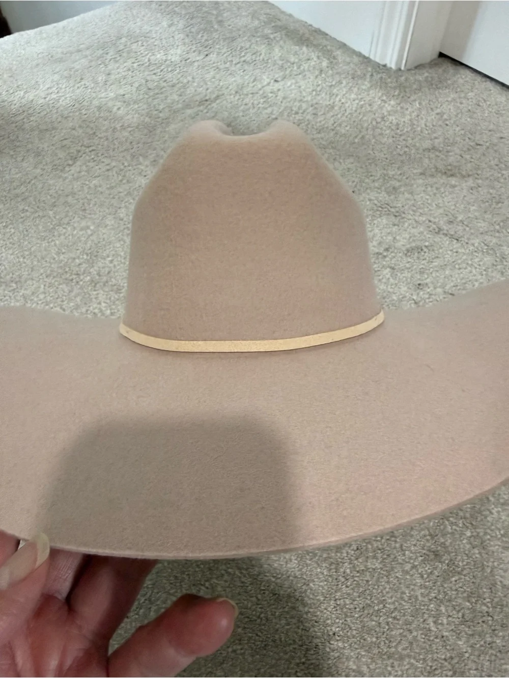 Wide Brim Felt Fedora Hat - Taupe
